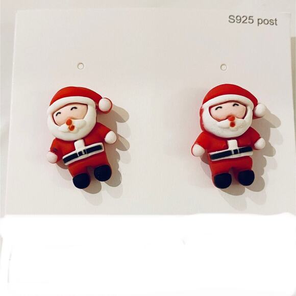 Christmas Santa Claus Earrings 14K Posts - Picture 1 of 3